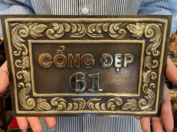 Biển số nhà bằng đồng 15,5x23,5cm