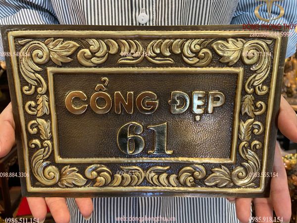 Biển số nhà bằng đồng 15,5x23,5cm