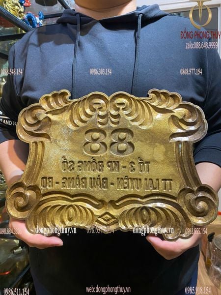 Biển số nhà bằng đồng Ngang 36 cao 26