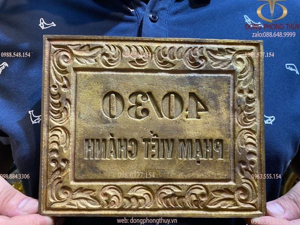 Biển số nhà gò thủ công bằng đồng