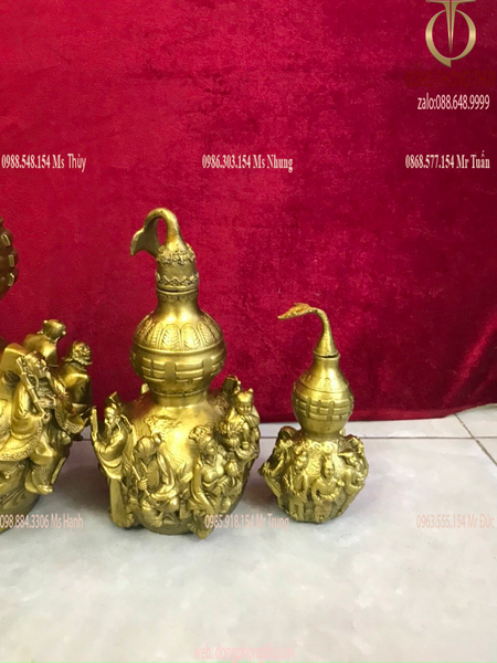 Hồ lô phong thủy bát tiên bằng đồng các kích thước