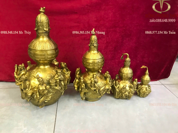Hồ lô phong thủy bát tiên bằng đồng các kích thước