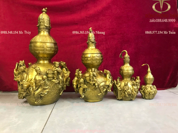 Hồ lô phong thủy bát tiên bằng đồng các kích thước