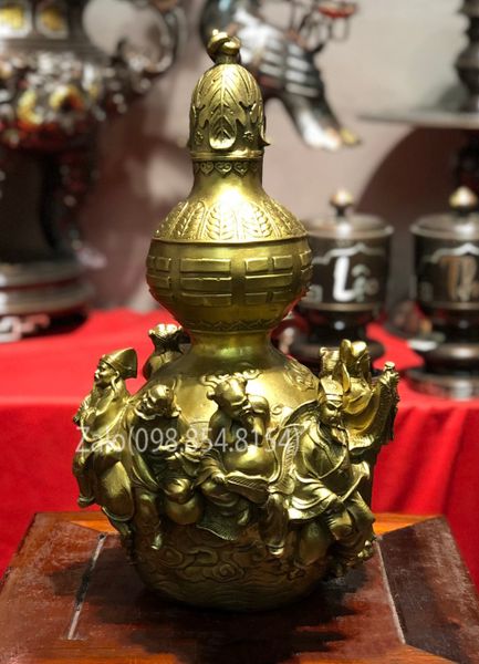 Hồ lô phong thủy bát tiên bằng đồng 36cm