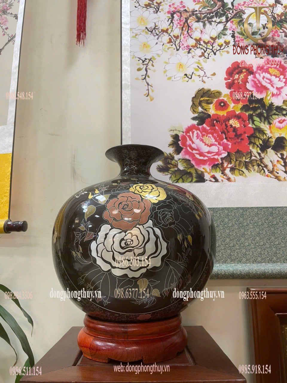 Bình hút lộc khảm hoa và hươu