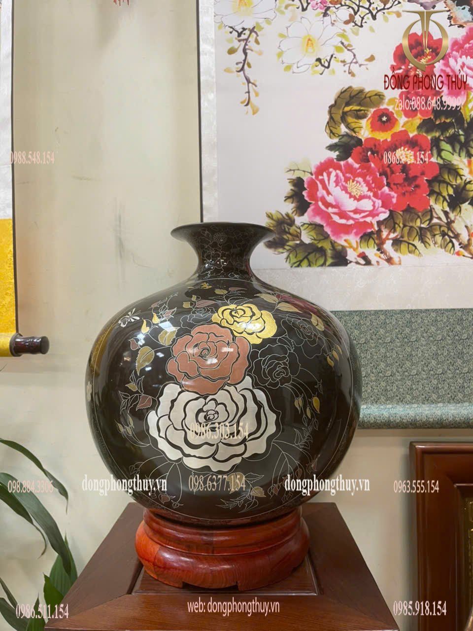 Bình hút lộc khảm hoa và hươu