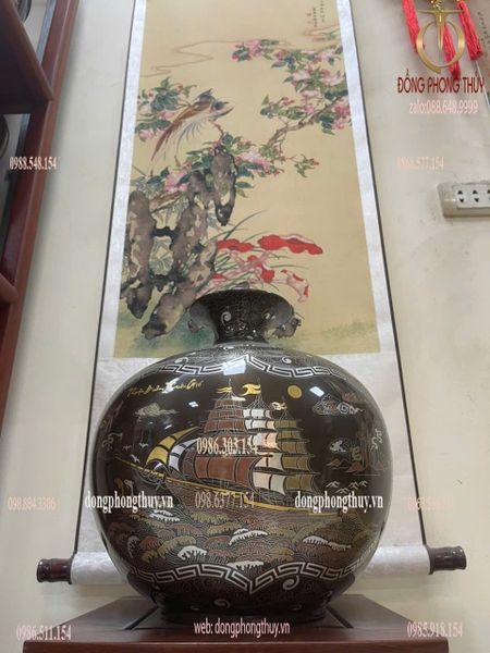 Bình hút lộc khảm cảnh thuận buồm xuôi gió-mã đáo thành công