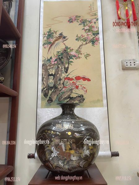 Bình hút lộc khảm cảnh thuận buồm xuôi gió-mã đáo thành công