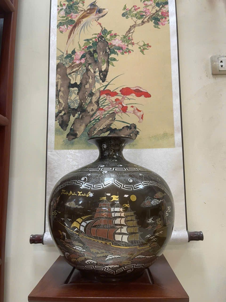 Bình hút lộc khảm cảnh thuận buồm xuôi gió-mã đáo thành công