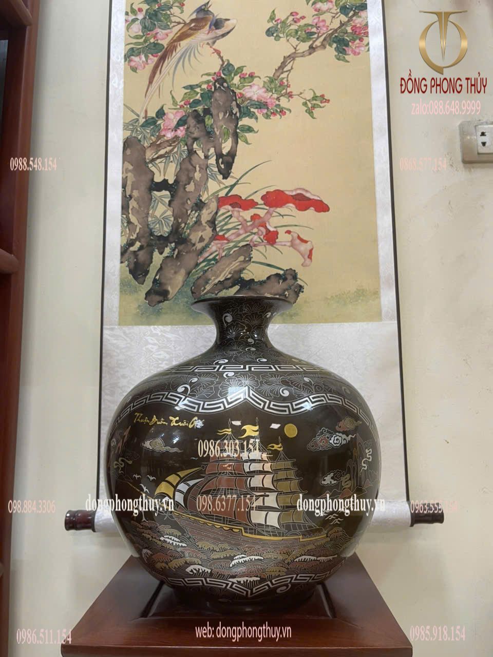 Bình hút lộc khảm cảnh thuận buồm xuôi gió-mã đáo thành công