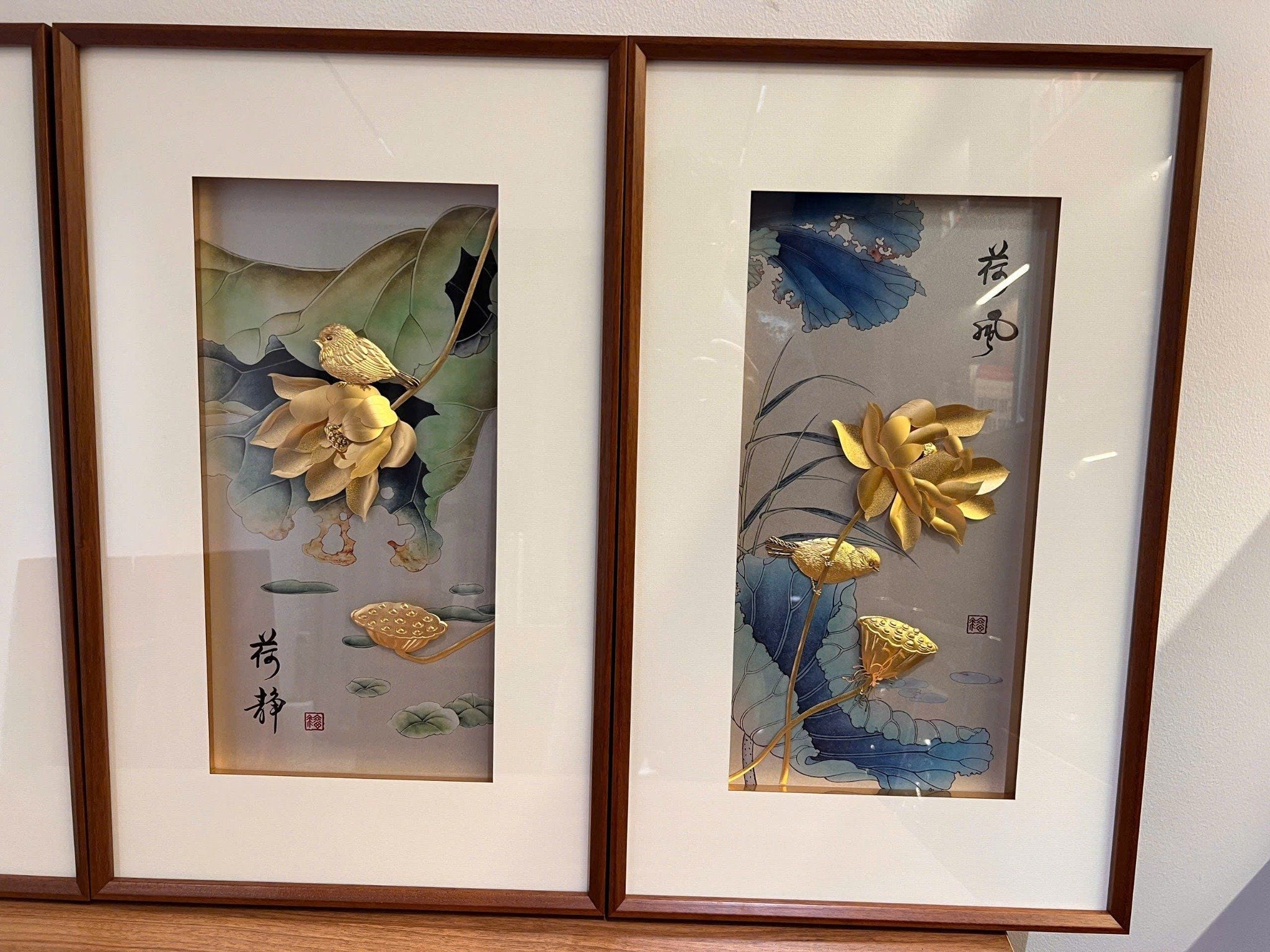 Bộ 3 tranh Tước Lạc Liên Hoa 40x65cm