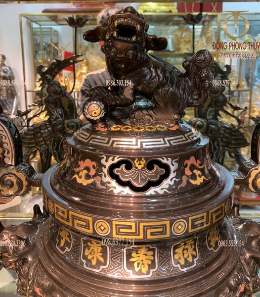 Bộ ngũ sự khảm ngũ sắc 62cm nặng 46kg rồng nổi