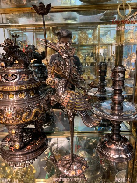 Bộ ngũ sự khảm ngũ sắc 62cm nặng 46kg rồng nổi