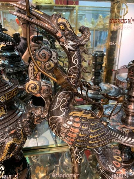 Bộ ngũ sự khảm ngũ sắc 62cm nặng 46kg rồng nổi