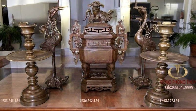 Bộ đỉnh đồng - bộ ngũ sự dáng cổ mẫu cổ
