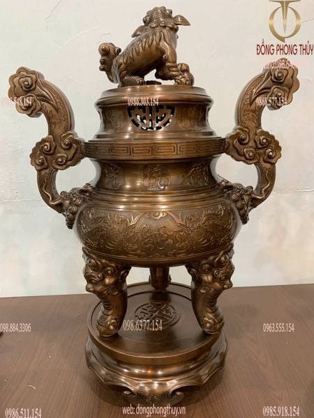 Giá bộ đỉnh đồng đỏ ngũ sự 62cm 46kg CNC