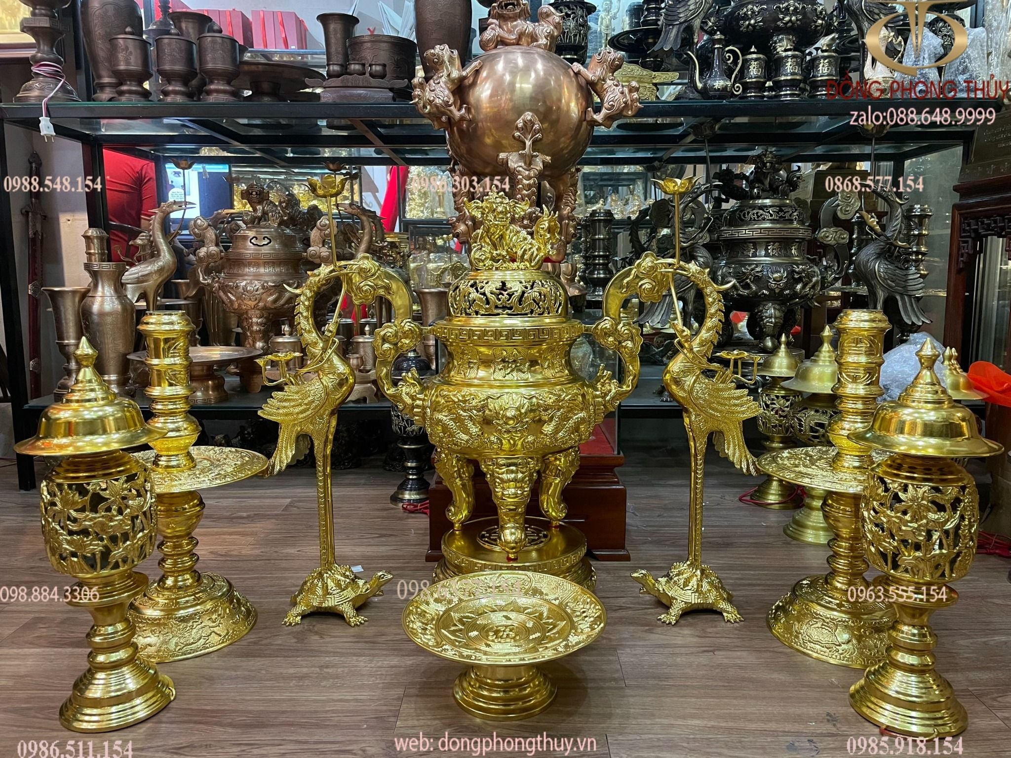 Bộ đỉnh đồng 70cm dát vàng