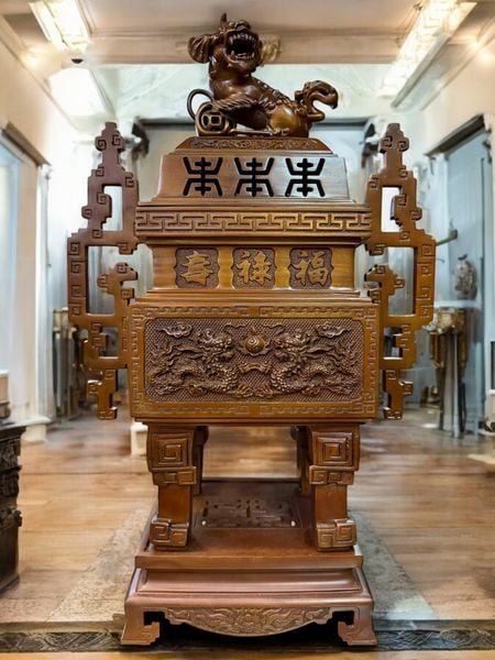 Bộ đỉnh đồng vuông màu cổ cao 63cm