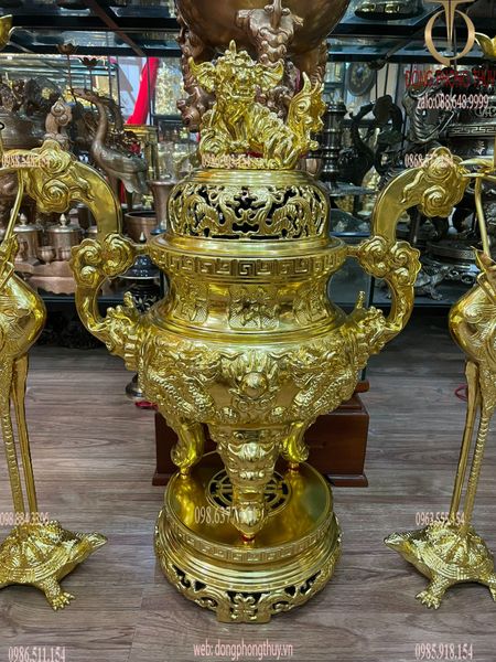 Bộ đỉnh đồng 75cm nặng 42kg dát vàng nano