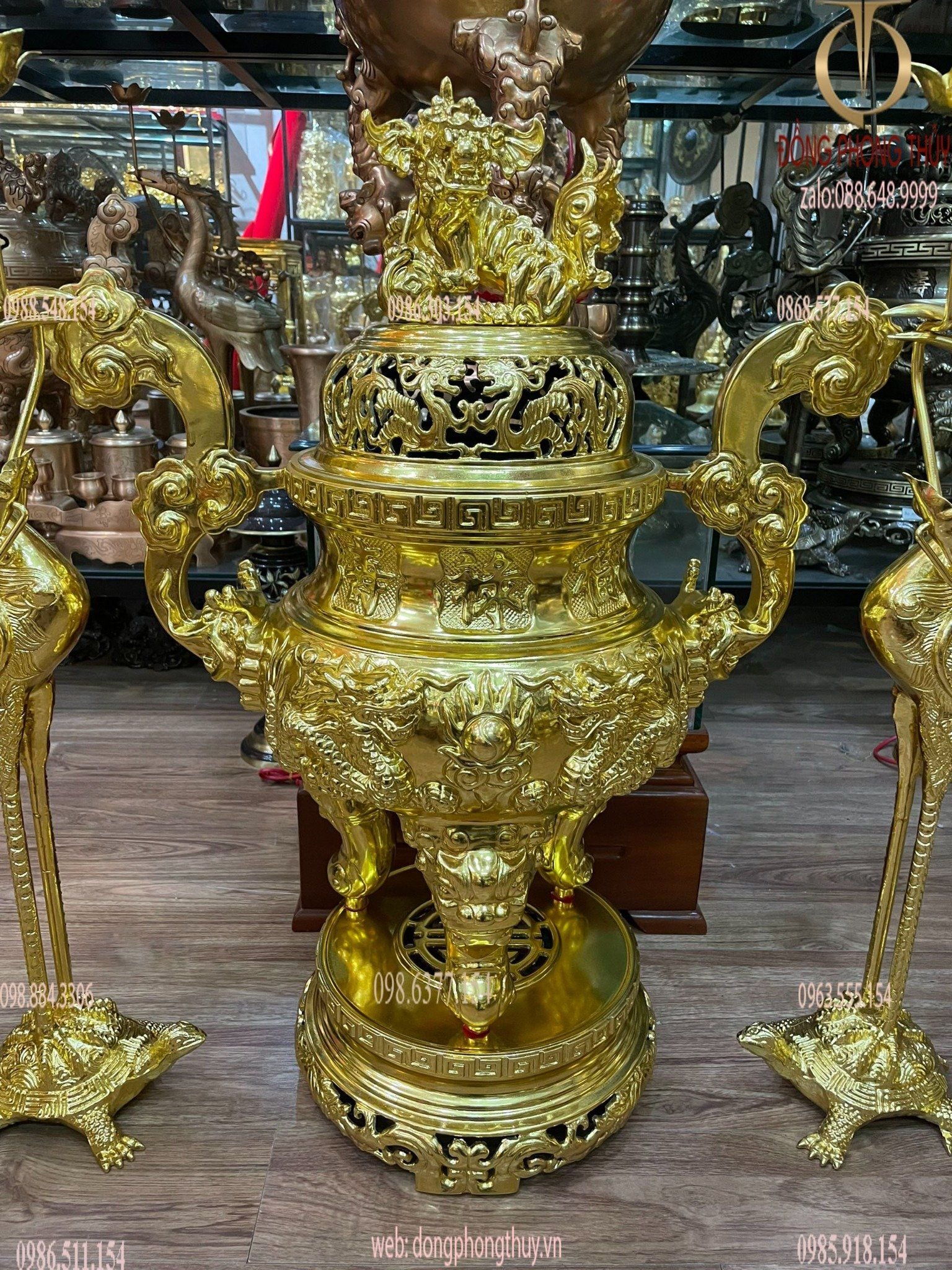 Bộ đỉnh đồng 70cm dát vàng