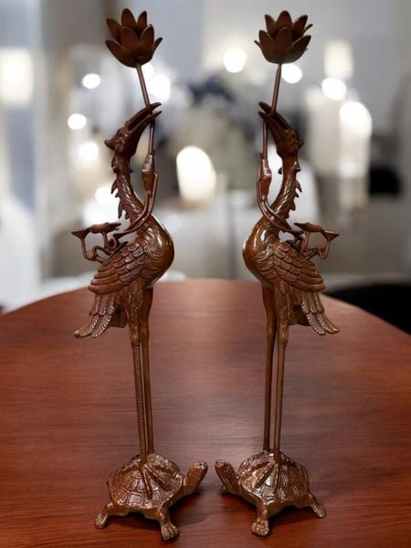 Bộ đỉnh đồng vuông màu cổ cao 63cm