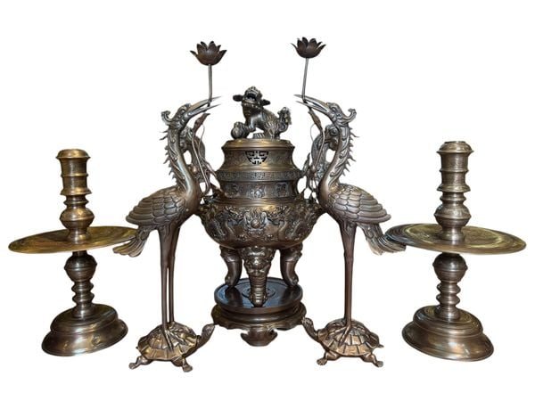 Bộ ngũ sự đồng đỏ làm màu cổ cao 70cm