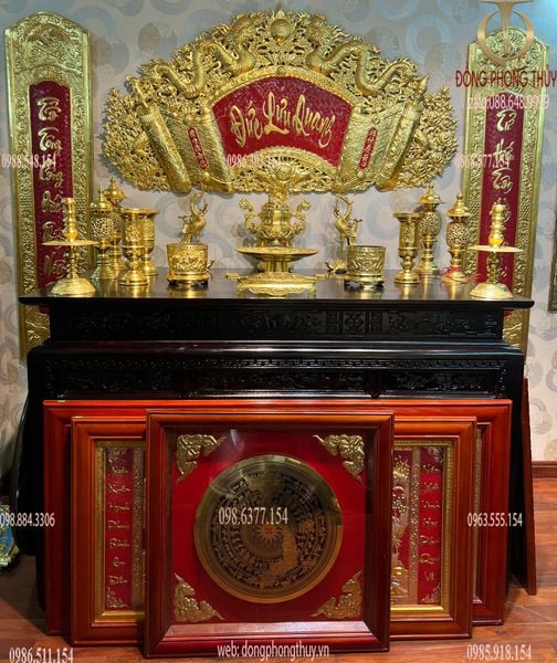 Bộ đồ thờ bằng đồng dát vàng 24k