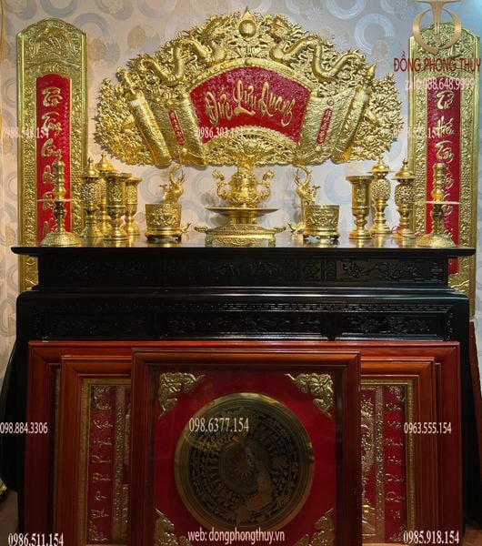 Bộ đồ thờ bằng đồng dát vàng 24k