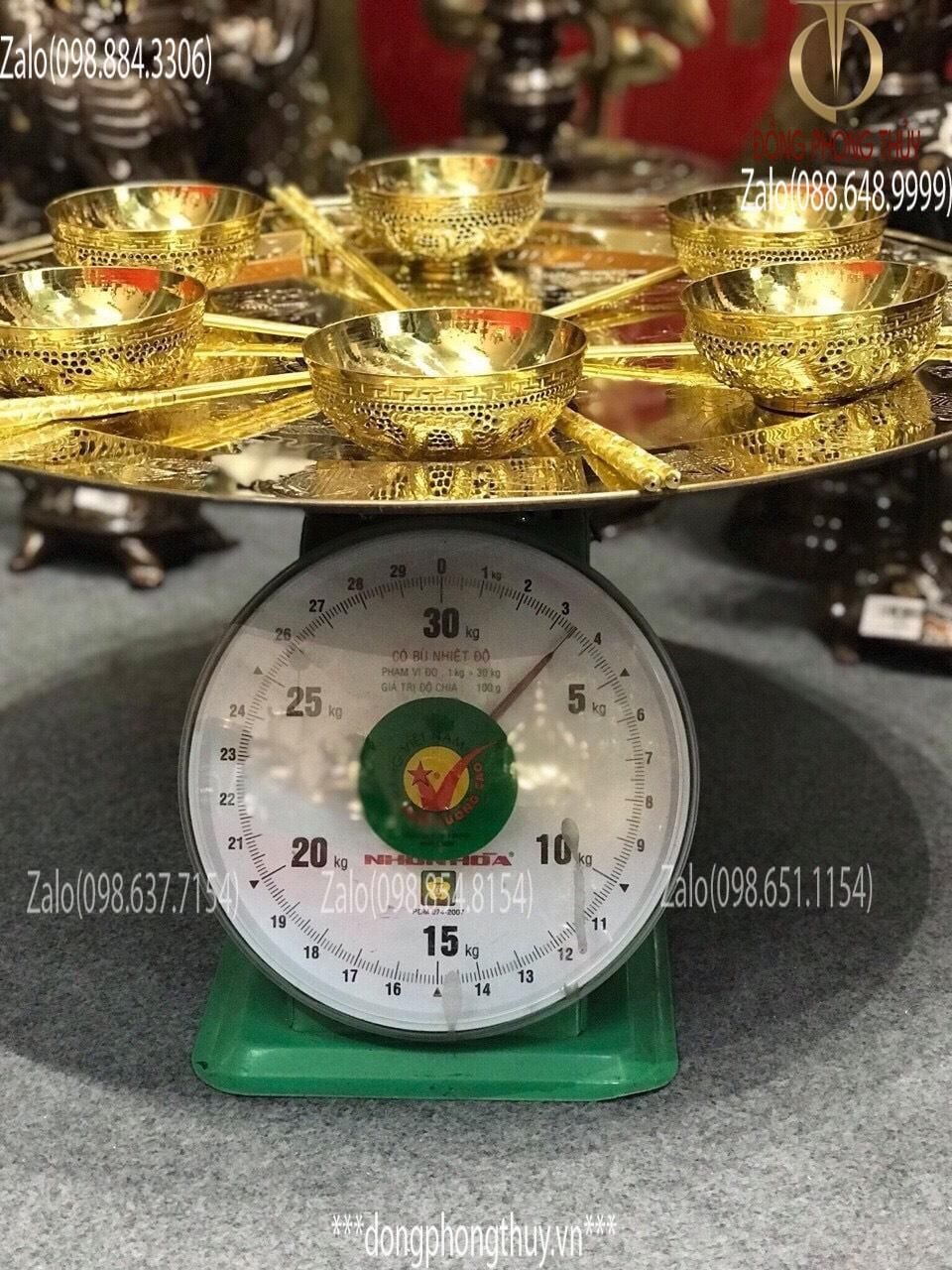 Bộ Mâm Bát Đũa Bằng Đồng Trạm
