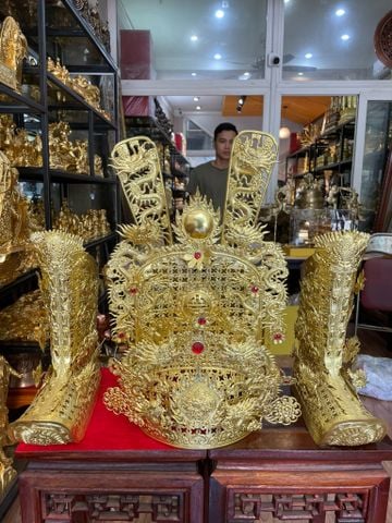 Bộ mũ quan dài đồng thờ cúng đền điện