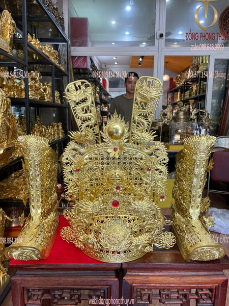 Bộ mũ quan dài đồng thờ cúng đền điện