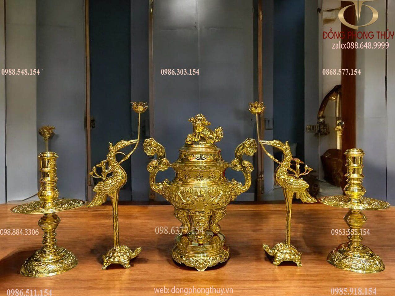 Bộ ngũ sự 65cm dát vàng