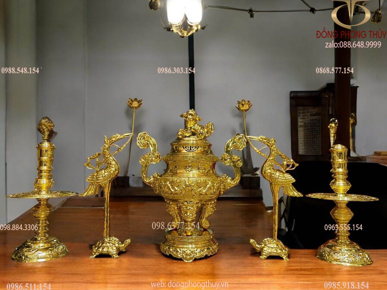 Bộ ngũ sự 65cm dát vàng
