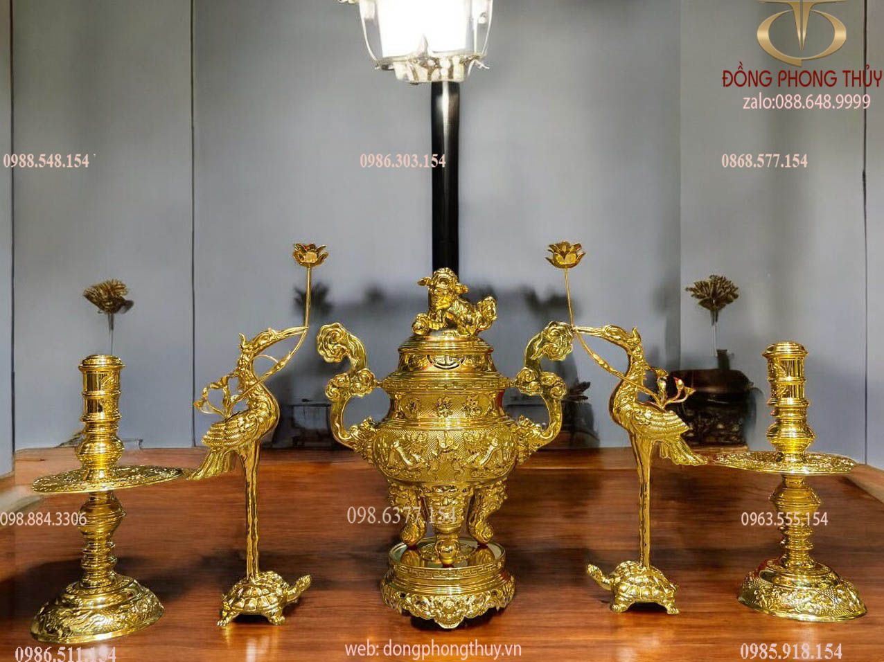Bộ ngũ sự 65cm dát vàng