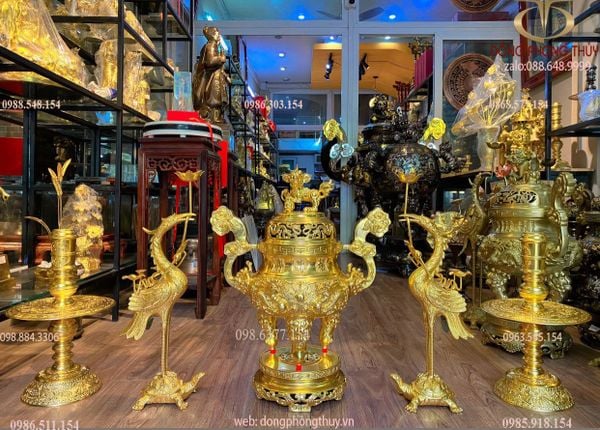 Bộ ngũ sự 60cm dát vàng 24k