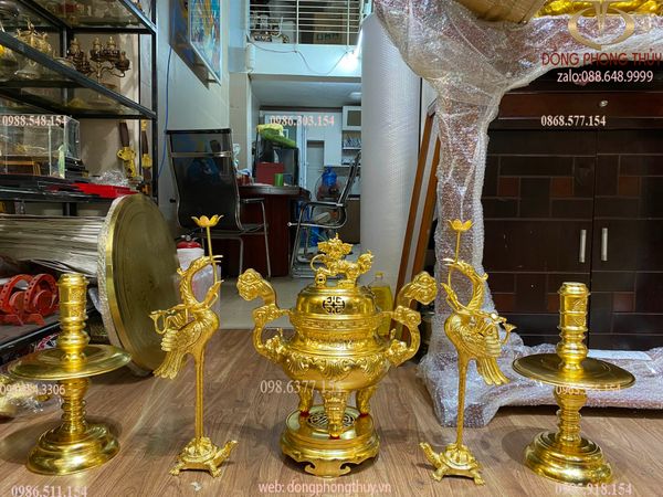 Bộ ngũ sự sòi 50cm dát vàng nano