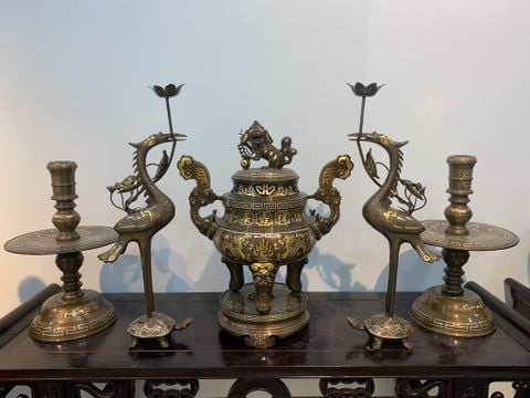 Bộ đồ thờ 50cm 30kg khảm tam khí