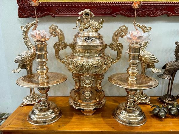 Bộ đỉnh đồng đỏ ngũ sự 65cm nặng 48,5kg