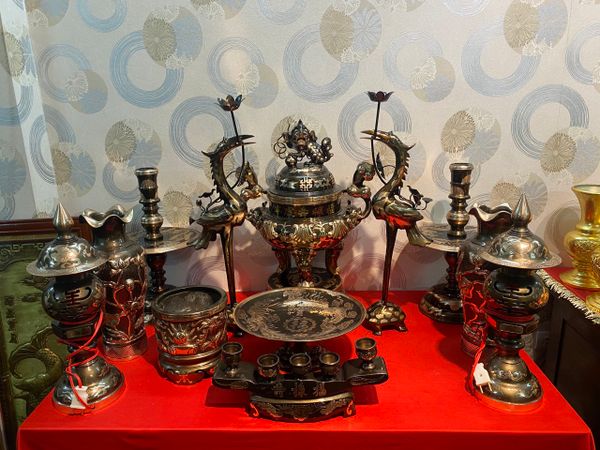 Bộ đỉnh đồng đỏ 60cm phớt nỉ 13 món