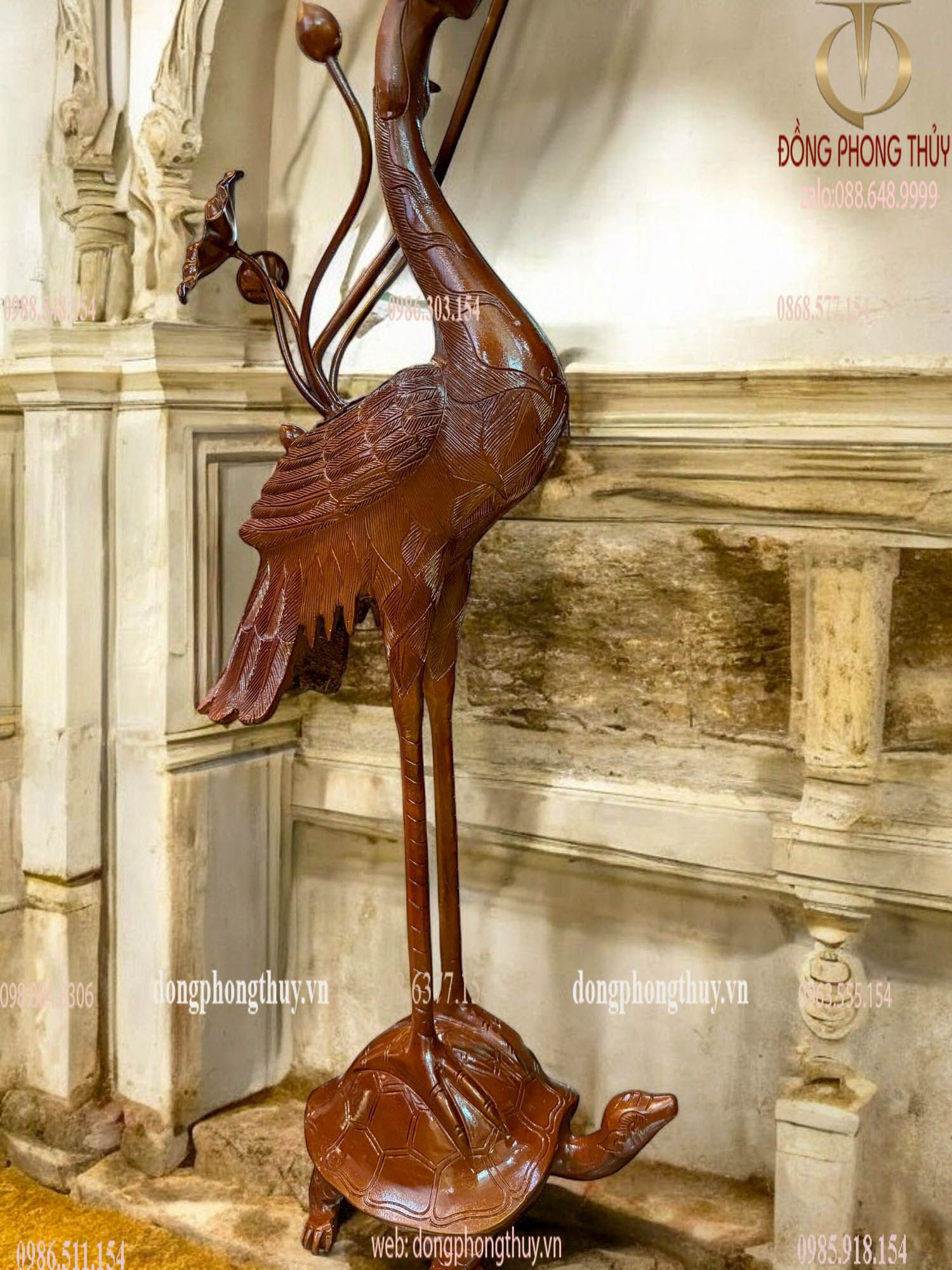 Bộ đỉnh đồng tai ngang long vân cao 62cm
