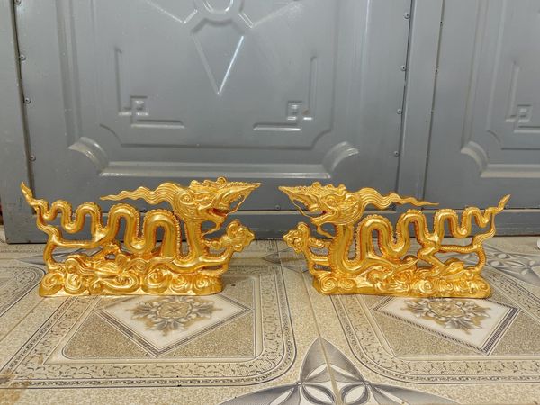 Tượng rồng mạ vàng - Tượng rồng thời Lý bằng đồng dát vàng 24k