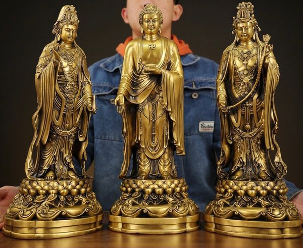 Tượng tây phương tam thánh 48cm bằng đồng