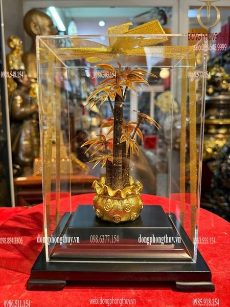 Cây kim ngân mạ vàng 24k 17x14x22cm