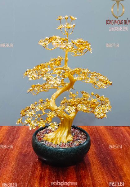 Cây mai vàng bằng đồng mạ vàng 24k