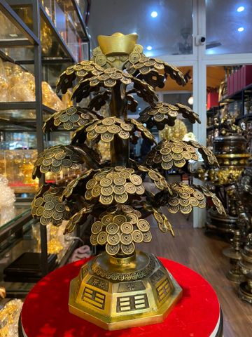 Cây kim tiền phát tài, phát lộc bằng đồng 48cm ngang 34 nặng 7kg