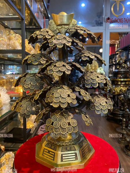 Cây kim tiền phát tài, phát lộc bằng đồng 48cm ngang 34 nặng 7kg