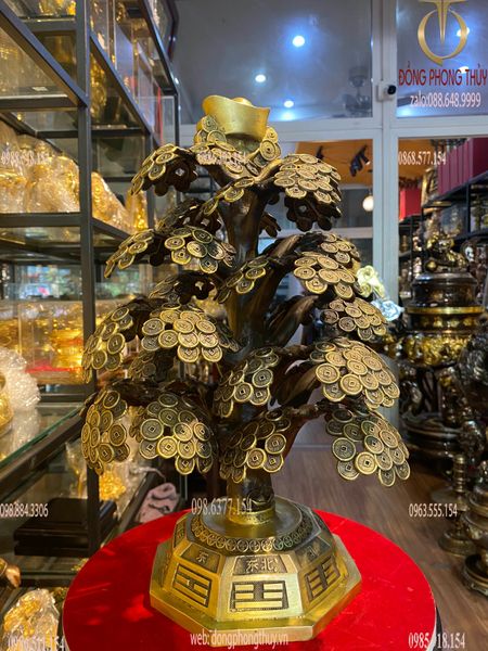 Cây kim tiền phát tài, phát lộc bằng đồng 48cm ngang 34 nặng 7kg