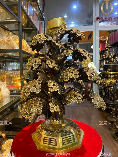 Cây kim tiền phát tài, phát lộc bằng đồng 48cm ngang 34 nặng 7kg