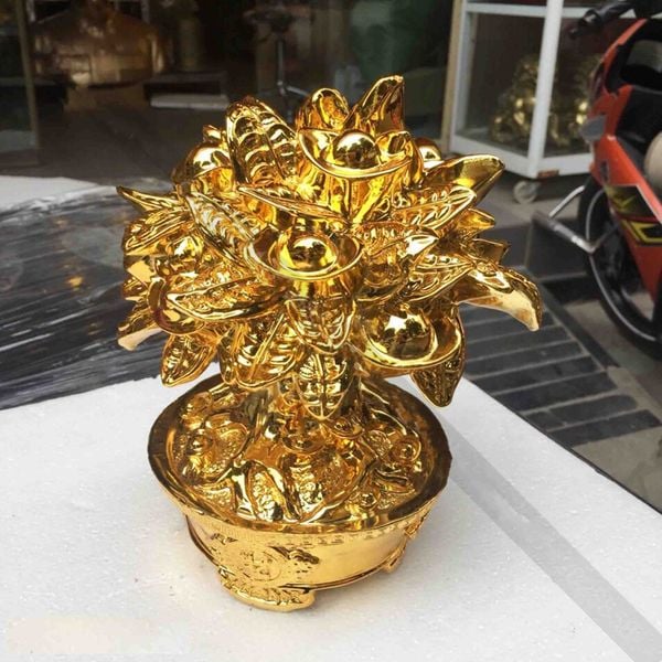 Cây phát tài phát lộc bằng đồng dát vàng 24k
