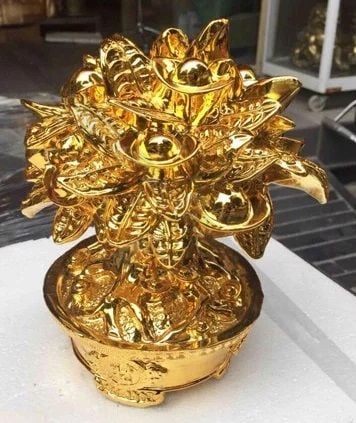 Cây phát tài phát lộc bằng đồng dát vàng 24k